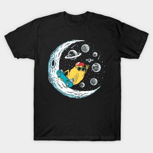 Skater Monster Galaxy Moon Universe Skateboarder T-Shirt